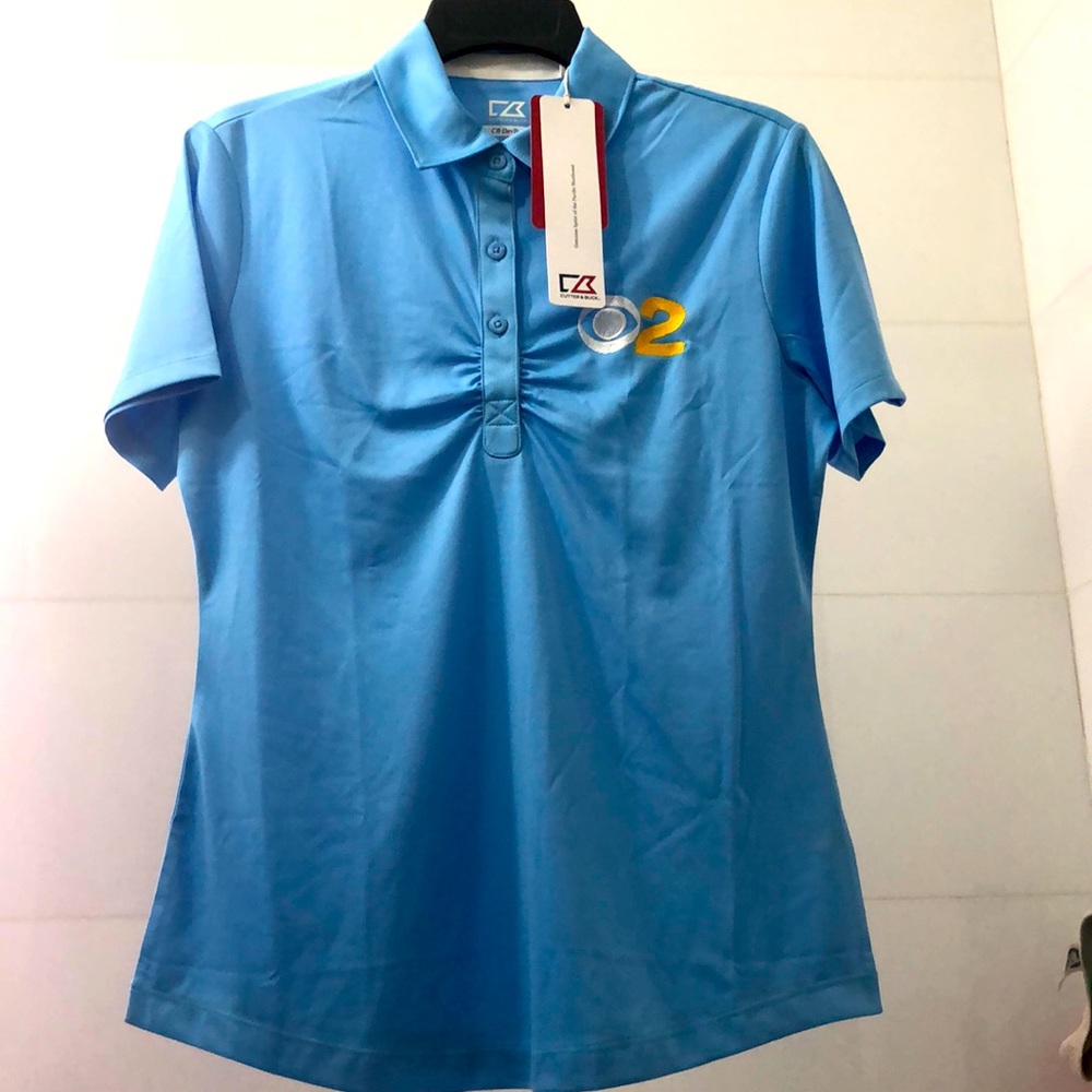 Cutter and Buck CB DryTec Luxe Mens light blue Polo Small